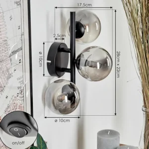 hofstein Applique murale - Verre Chehalis Fumé, 3 lumières* Lampes Modernes