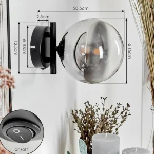 hofstein Applique murale - Verre Chehalis Clair, Fumé, 1 lumière* Lampes Modernes