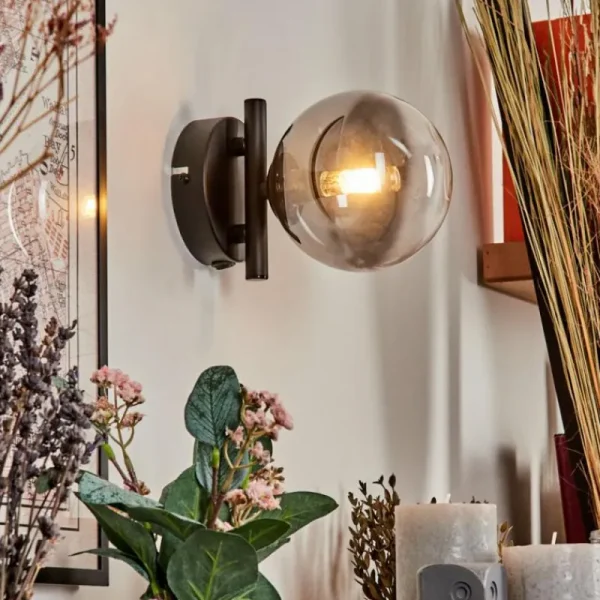 hofstein Applique murale - Verre Chehalis Clair, Fumé, 1 lumière* Lampes Modernes