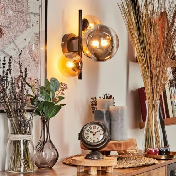 hofstein Applique murale - Verre Chehalis Ambre, Fumé, 3 lumières* Lampes Modernes