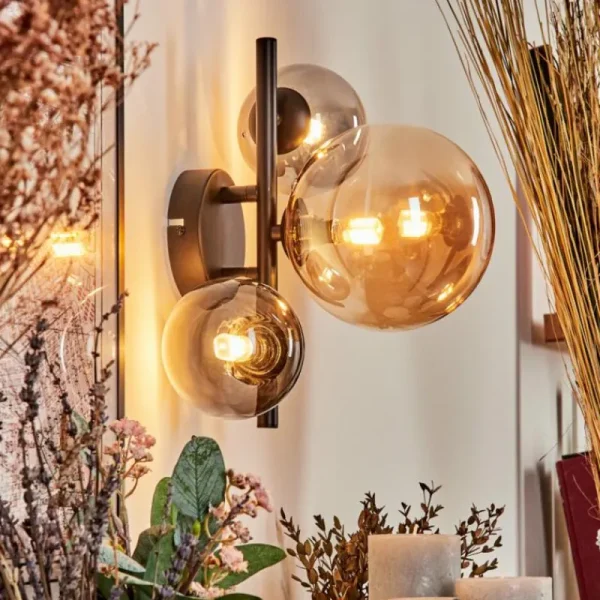 hofstein Applique murale - Verre Chehalis Ambre, Clair, Fumé, 3 lumières* Lampes Modernes
