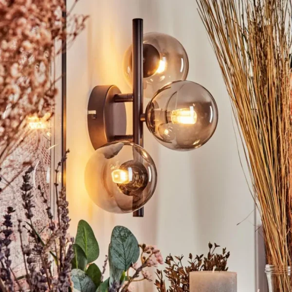 hofstein Applique murale - Verre Chehalis Fumé, 3 lumières* Lampes Modernes