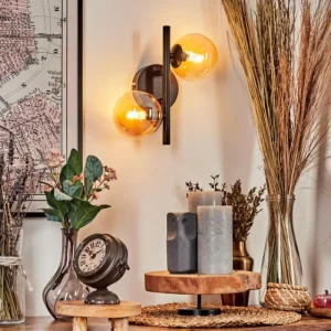 hofstein Applique murale - Verre Chehalis Ambre, 2 lumières* Lampes En Verre
