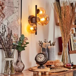 hofstein Applique murale - Verre Chehalis Ambre, 3 lumières* Lampes En Verre
