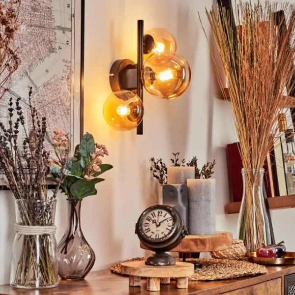 hofstein Applique murale - Verre Chehalis Ambre, 3 lumières* Lampes En Verre