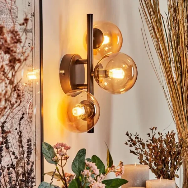 hofstein Applique murale - Verre Chehalis Ambre, 3 lumières* Lampes En Verre