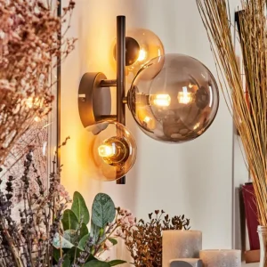 hofstein Applique murale - Verre Chehalis Ambre, Fumé, 3 lumières* Lampes Modernes