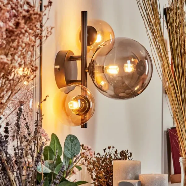 hofstein Applique murale - Verre Chehalis Ambre, Fumé, 3 lumières* Lampes Modernes