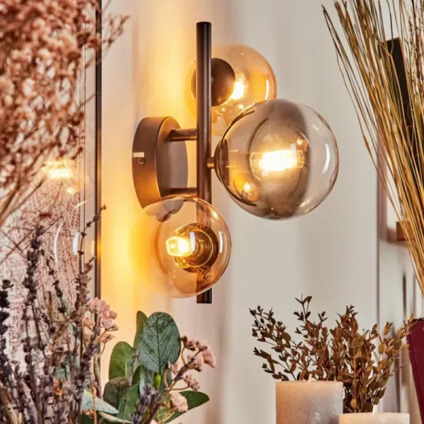 hofstein Applique murale - Verre Chehalis Ambre, Clair, Fumé, 3 lumières* Lampes Modernes