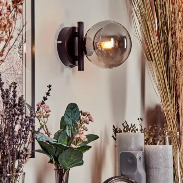 hofstein Applique murale - Verre Chehalis Fumé, 1 lumière* Lampes Modernes