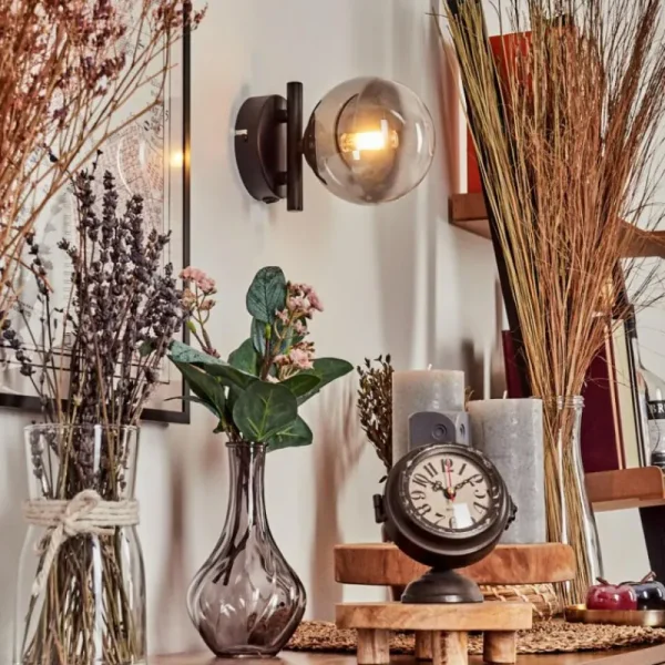 hofstein Applique murale - Verre Chehalis Clair, Fumé, 1 lumière* Lampes Modernes