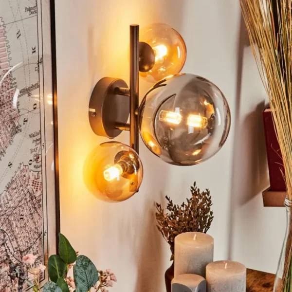 hofstein Applique murale - Verre Chehalis Ambre, Fumé, 3 lumières* Lampes Modernes