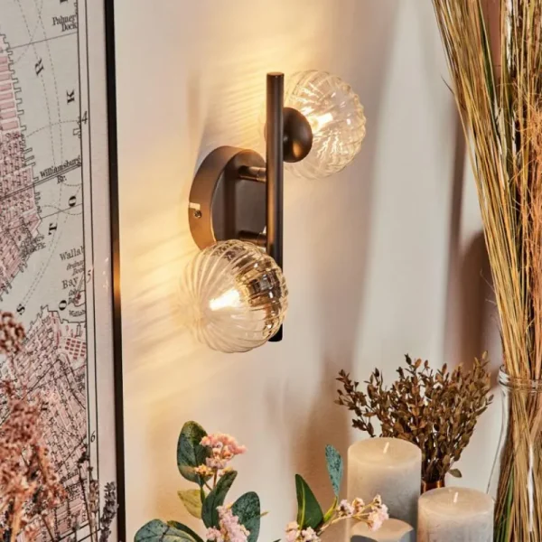 hofstein Applique murale - Verre Chehalis Clair, 2 lumières* Lampes Modernes