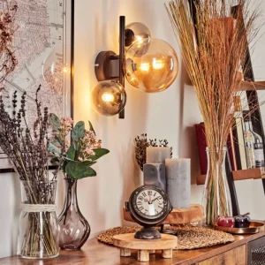 hofstein Applique murale - Verre Chehalis Ambre, Clair, Fumé, 3 lumières* Lampes Modernes