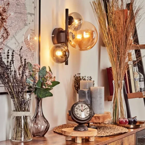 hofstein Applique murale - Verre Chehalis Ambre, Clair, Fumé, 3 lumières* Lampes Modernes