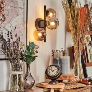 hofstein Applique murale - Verre Chehalis Fumé, 3 lumières* Lampes Modernes