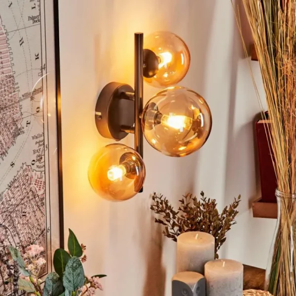 hofstein Applique murale - Verre Chehalis Ambre, 3 lumières* Lampes En Verre