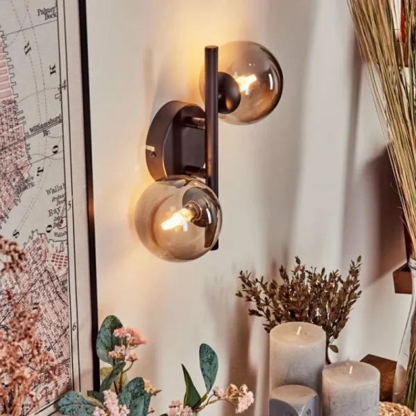 hofstein Applique murale - Verre Chehalis Fumé, 2 lumières* Lampes Modernes