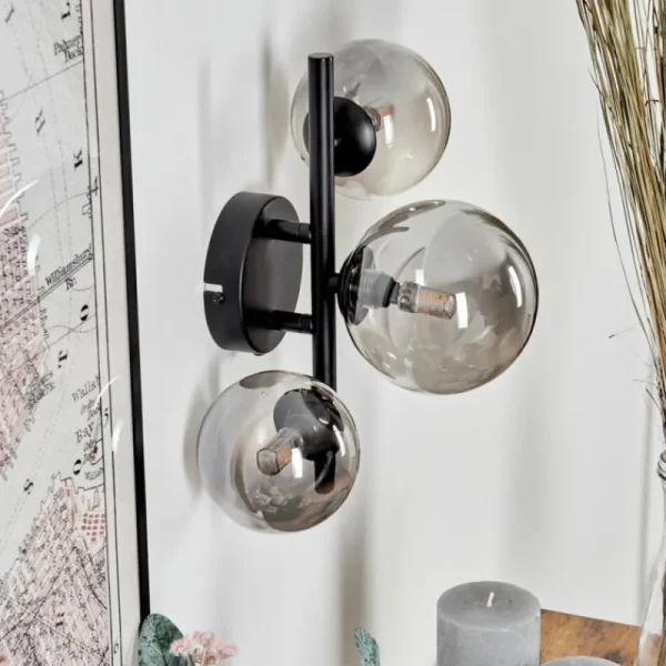 hofstein Applique murale - Verre Chehalis Fumé, 3 lumières* Lampes Modernes
