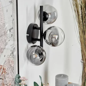 hofstein Applique murale - Verre Chehalis Clair, Fumé, 3 lumières* Lampes Modernes