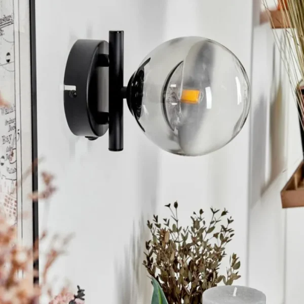 hofstein Applique murale - Verre Chehalis Clair, Fumé, 1 lumière* Lampes Modernes