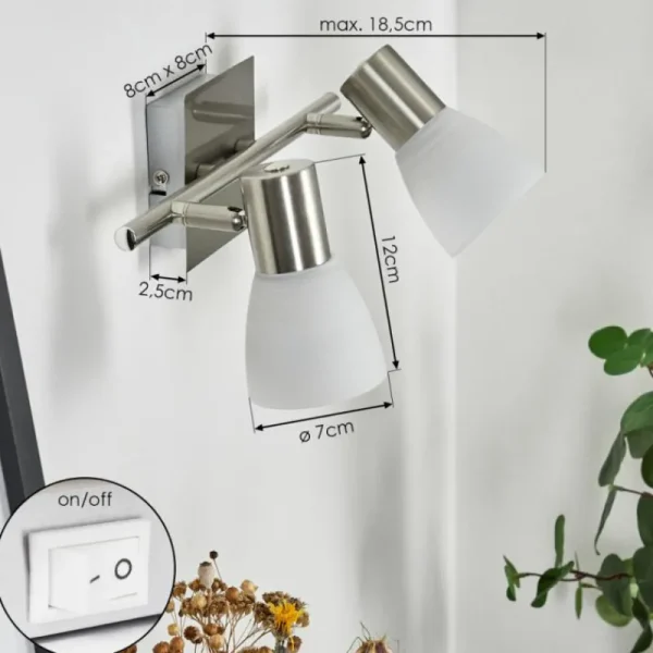 hofstein Applique murale Villaseca LED Nickel mat, 2 lumières* Lampes En Verre