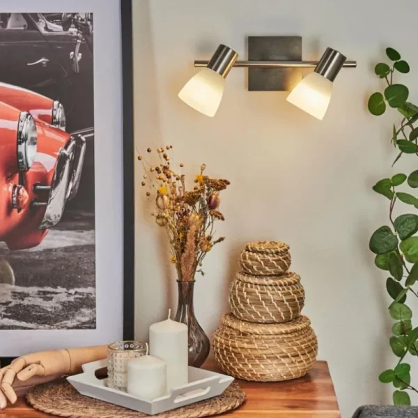 hofstein Applique murale Villaseca LED Nickel mat, 2 lumières* Lampes En Verre