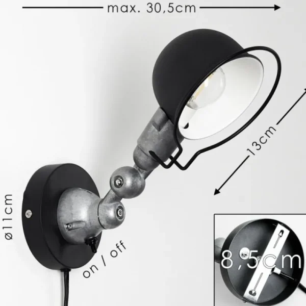 hofstein Applique murale Arild Noir, Argenté, 1 lumière* Lampes Modernes