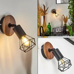 hofstein Applique murale Baripada Bois foncé, Noir, 1 lumière* Lampes Modernes