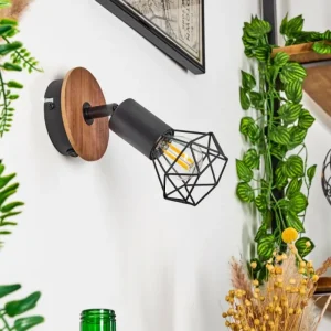 hofstein Applique murale Baripada Bois foncé, Noir, 1 lumière* Lampes Modernes