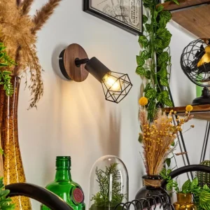 hofstein Applique murale Baripada Bois foncé, Noir, 1 lumière* Lampes Modernes