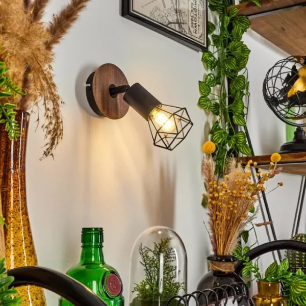 hofstein Applique murale Baripada Bois foncé, Noir, 1 lumière* Lampes Modernes
