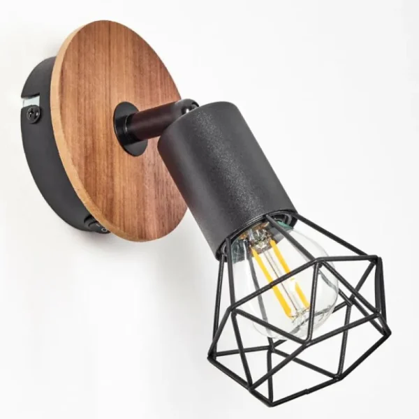 hofstein Applique murale Baripada Bois foncé, Noir, 1 lumière* Lampes Modernes