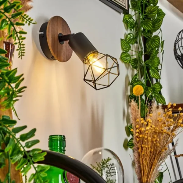 hofstein Applique murale Baripada Bois foncé, Noir, 1 lumière* Lampes Modernes
