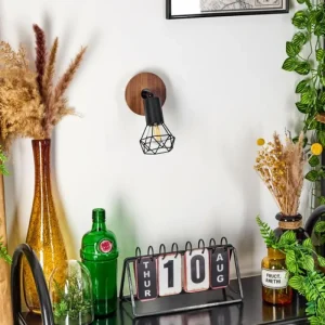 hofstein Applique murale Baripada Bois foncé, Noir, 1 lumière* Lampes Modernes