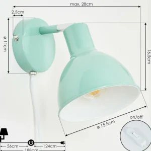 hofstein Applique murale Caney Chrome, Vert, 1 lumière* Lampes Modernes
