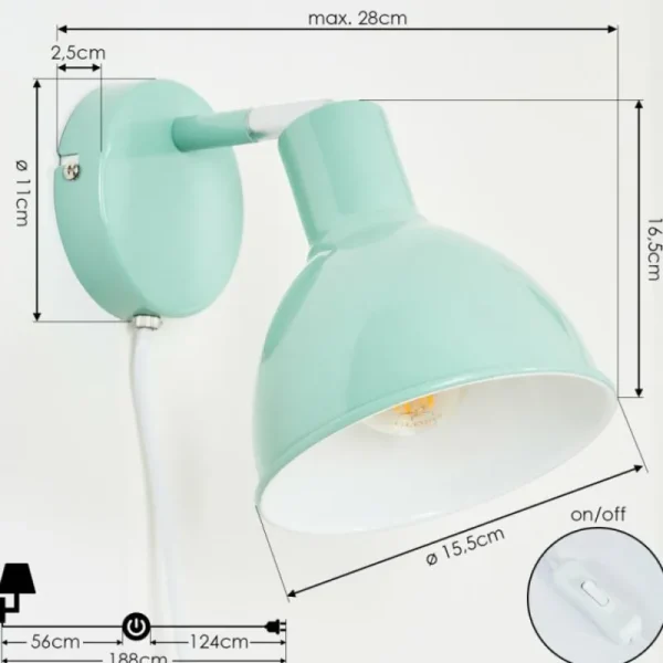 hofstein Applique murale Caney Chrome, Vert, 1 lumière* Lampes Modernes