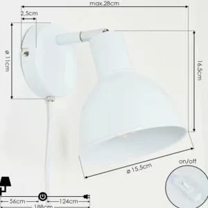 hofstein Applique murale Caney Chrome, Blanc, 1 lumière* Lampes Modernes