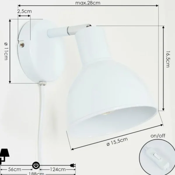 hofstein Applique murale Caney Chrome, Blanc, 1 lumière* Lampes Modernes