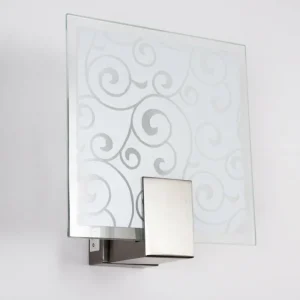 hofstein Applique murale carrée Acier inoxydable, Blanc, 1 lumière* Lampes En Verre