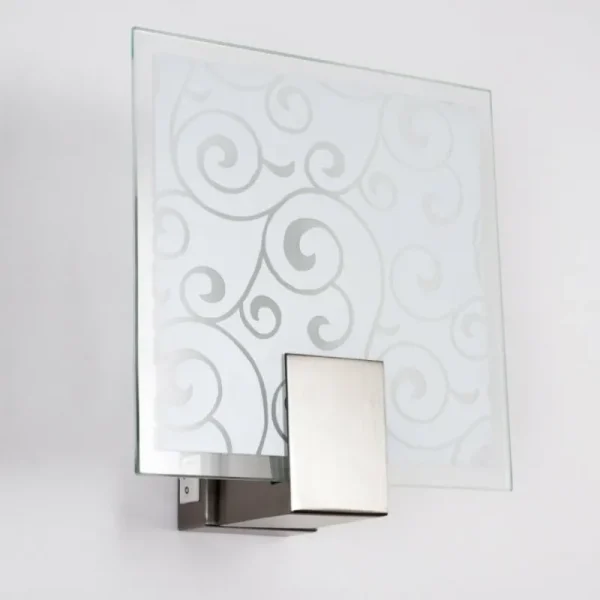 hofstein Applique murale carrée Acier inoxydable, Blanc, 1 lumière* Lampes En Verre