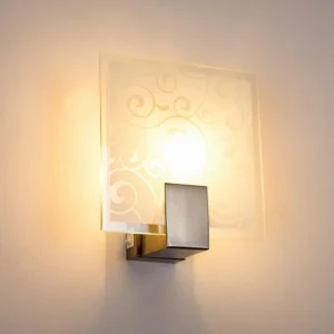 hofstein Applique murale carrée Acier inoxydable, Blanc, 1 lumière* Lampes En Verre