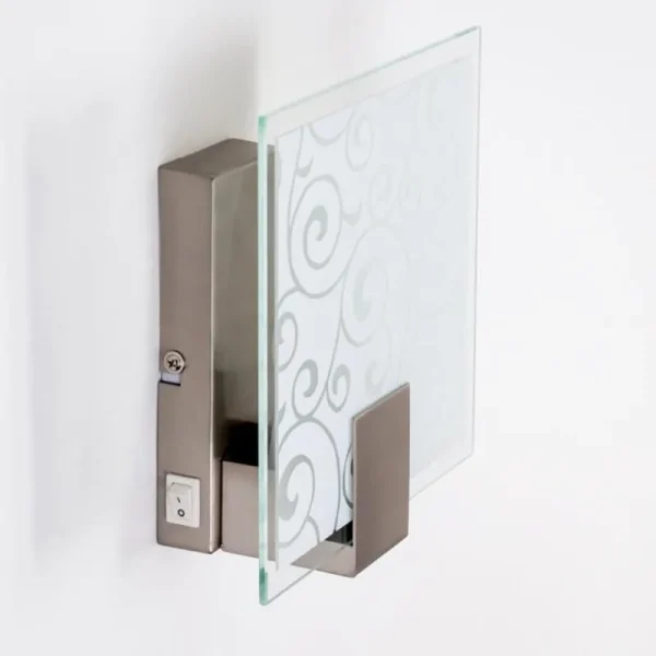 hofstein Applique murale carrée Acier inoxydable, Blanc, 1 lumière* Lampes En Verre