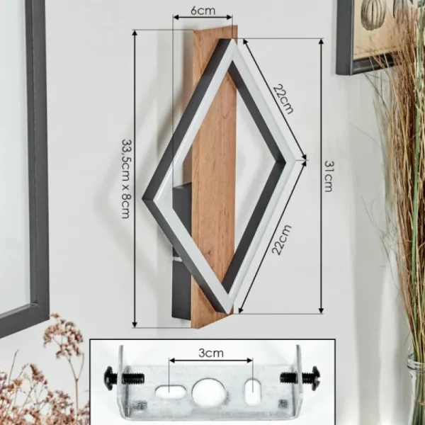 hofstein Applique murale Cascade LED Brun, Couleur bois, Noir, 1 lumière* Lampes Modernes