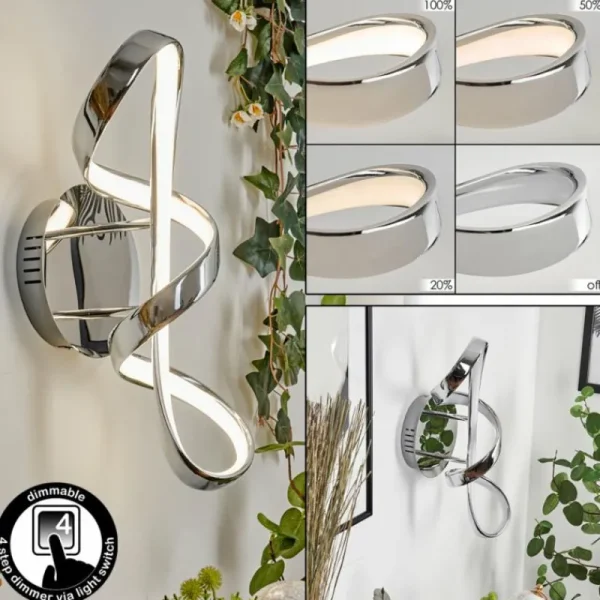hofstein Applique murale Dauntey LED Chrome, Blanc, 1 lumière* Lampes Modernes