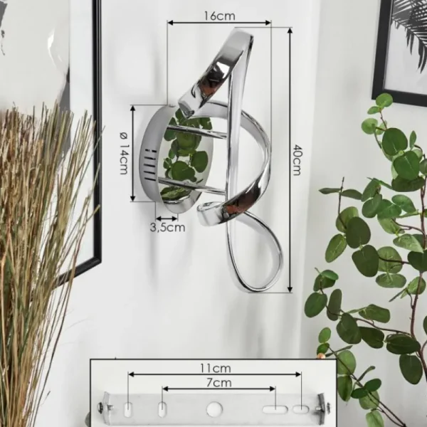 hofstein Applique murale Dauntey LED Chrome, Blanc, 1 lumière* Lampes Modernes