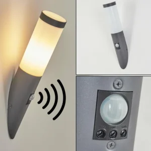 hofstein Applique murale d'extérieur Sessa Anthracite, 1 lumière, Détecteur de mouvement* Lampes Modernes
