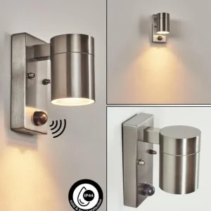 hofstein Applique murale d'extérieur Bessiebelle Acier inoxydable, 1 lumière, Détecteur de mouvement* Lampes Modernes