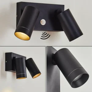 hofstein Applique murale d'extérieur Hakamken Noir, 2 lumières, Détecteur de mouvement* Lampes Modernes
