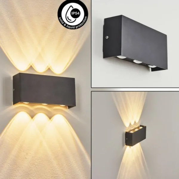 hofstein Applique murale d'extérieur Morenos LED Anthracite, Blanc, 6 lumières* Lampes Modernes